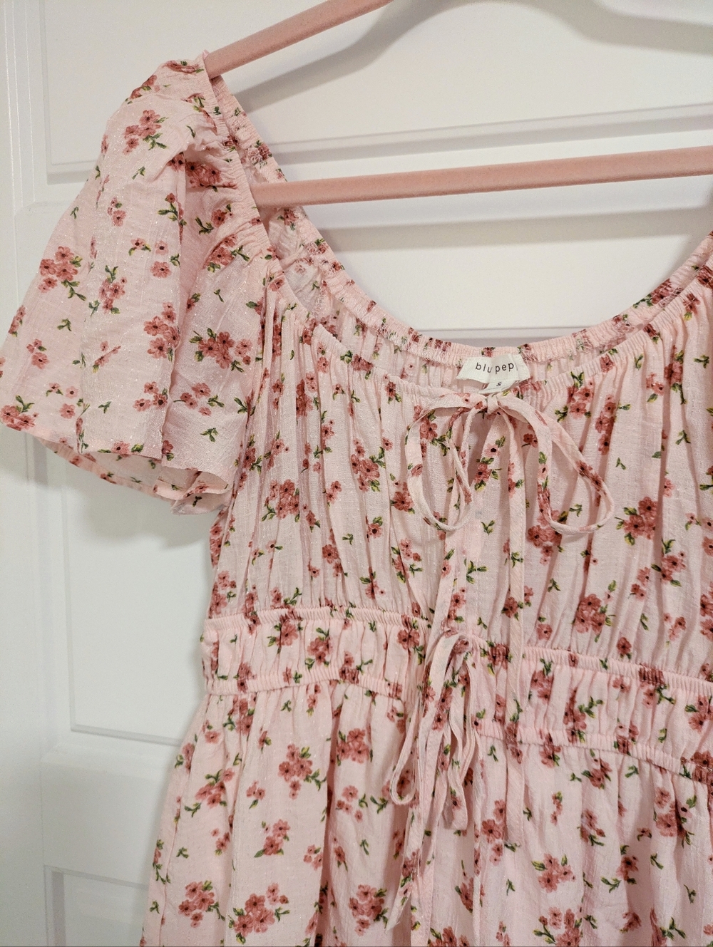 Floral Pink Ruffle Sleeve Dress - Picture 5 of 5